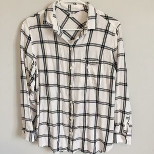 White/black Large plaid button up